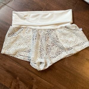 White bathing suit cover up shorts